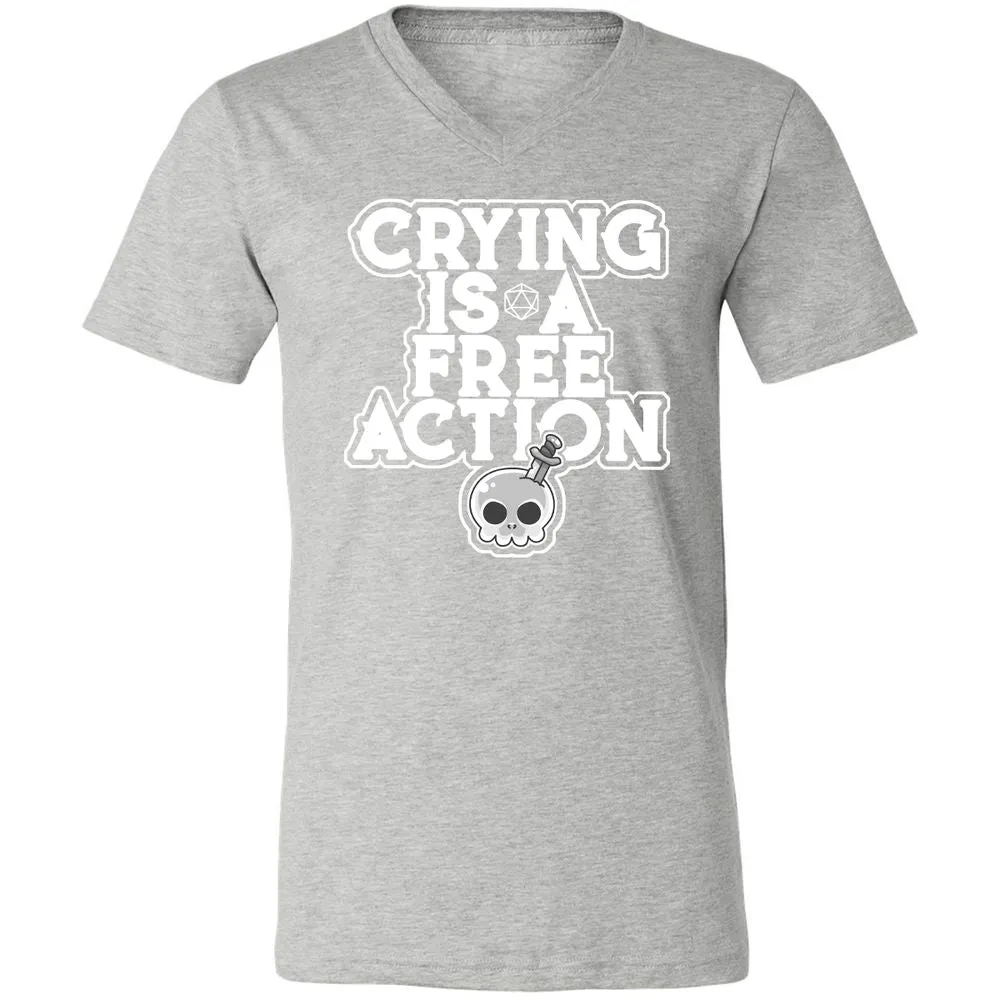 Crying Is A Free Action Unisex V-Neck T-Shirt - Athletic Heather - 7