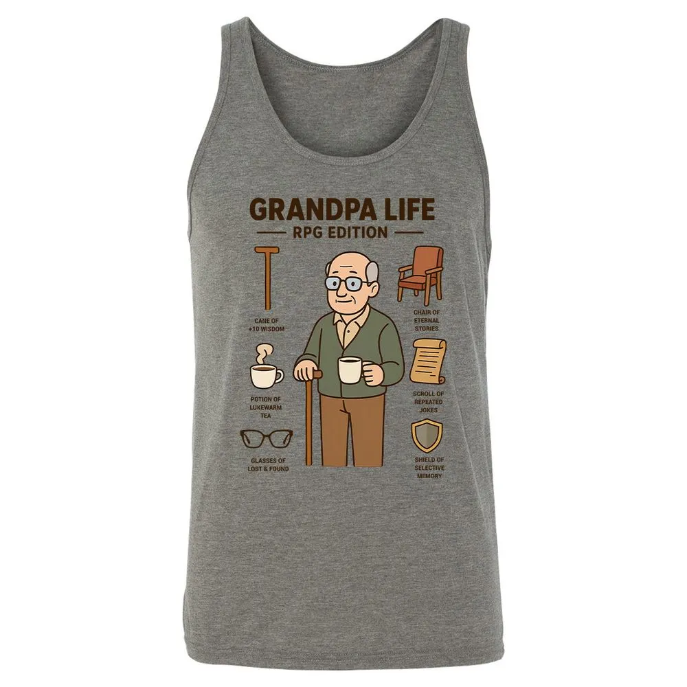 Grandpa Life RPG Edition Unisex Jersey Tank - Grey Triblend - 2