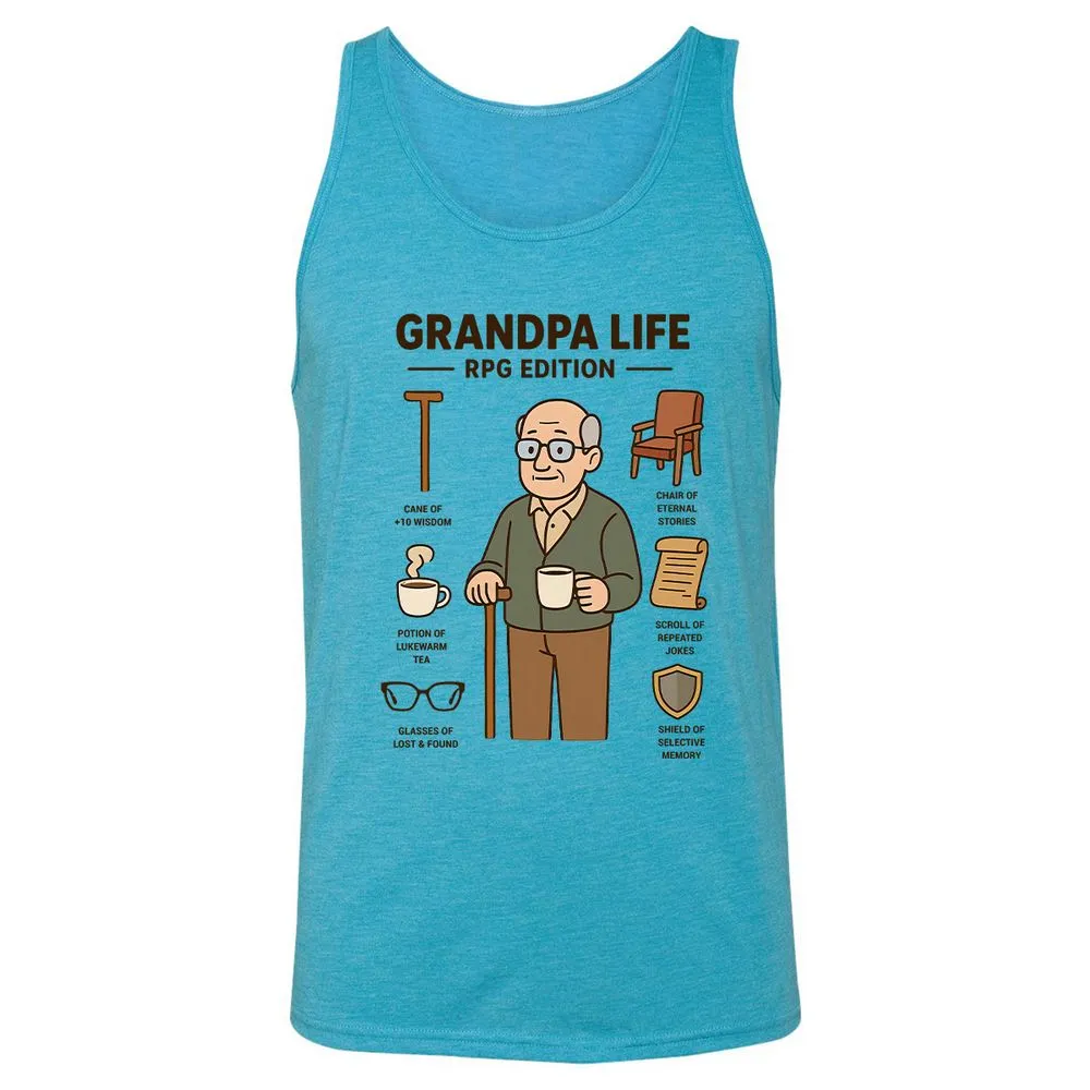 Grandpa Life RPG Edition Unisex Jersey Tank - Aqua Triblend - 3