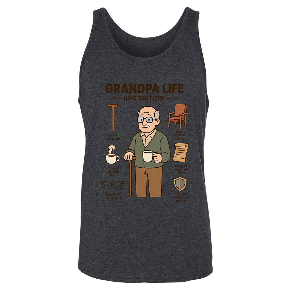 Grandpa Life RPG Edition Unisex Jersey Tank - Dark Grey Heather - 6