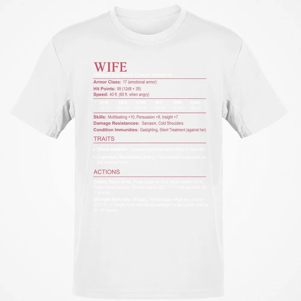 Wife Stats Classic Unisex T-Shirt - White - 12