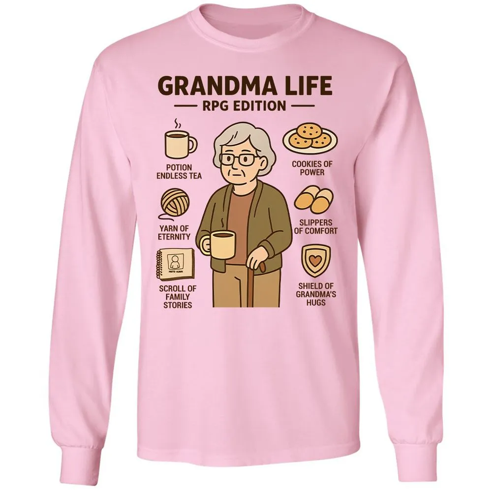 Grandma Life RPG Edition Long Sleeve T-Shirt - Light Pink - 3