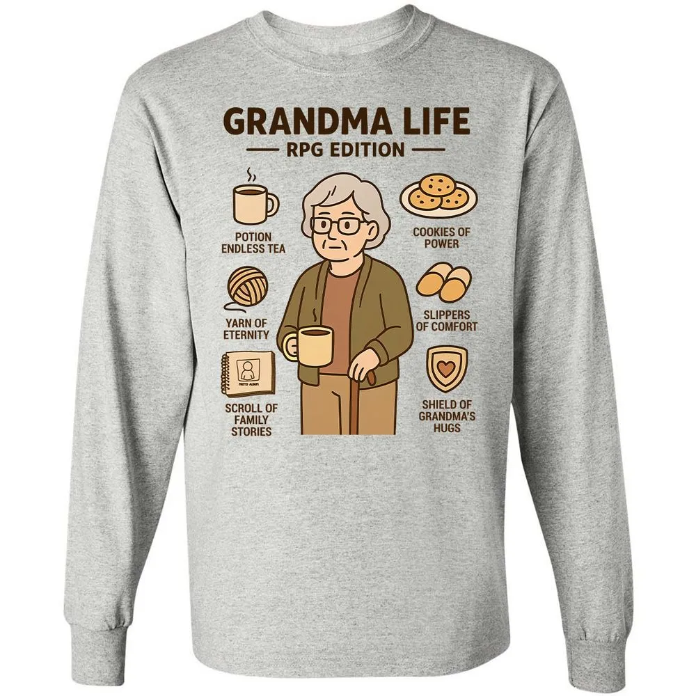 Grandma Life RPG Edition Long Sleeve T-Shirt - Ash - 5