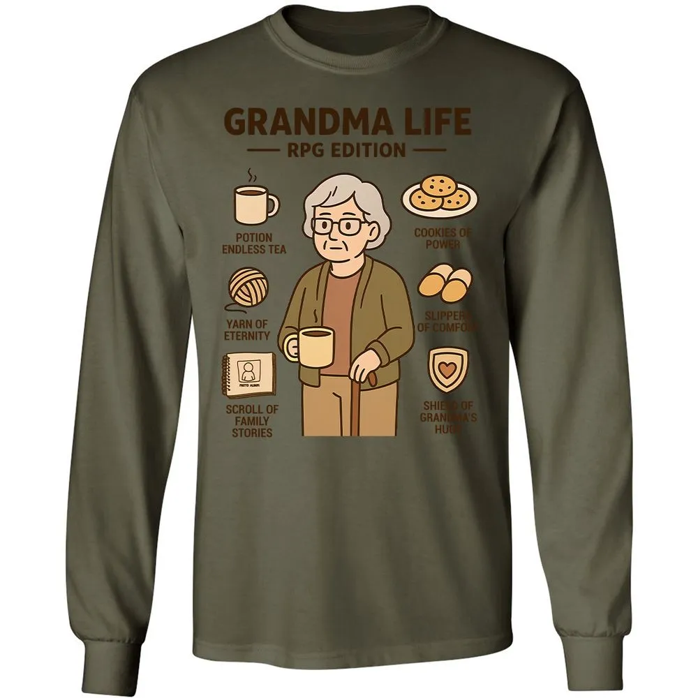 Grandma Life RPG Edition Long Sleeve T-Shirt - Military Green - 7