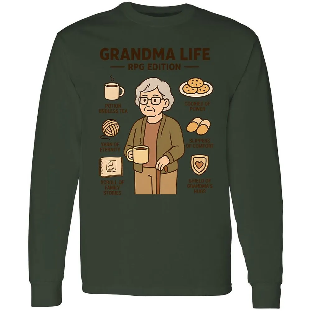 Grandma Life RPG Edition Long Sleeve T-Shirt - Forest Green - 8