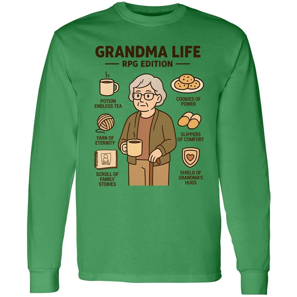 Grandma Life RPG Edition Long Sleeve T-Shirt - Irish Green - 10