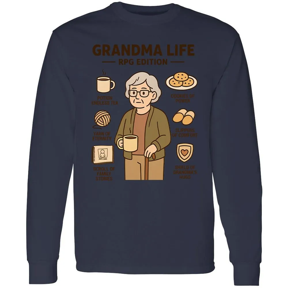 Grandma Life RPG Edition Long Sleeve T-Shirt - Navy - 12