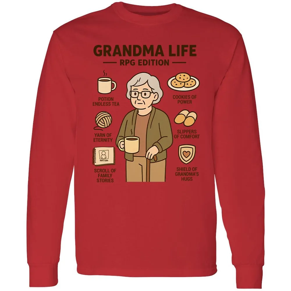Grandma Life RPG Edition Long Sleeve T-Shirt - Red - 14