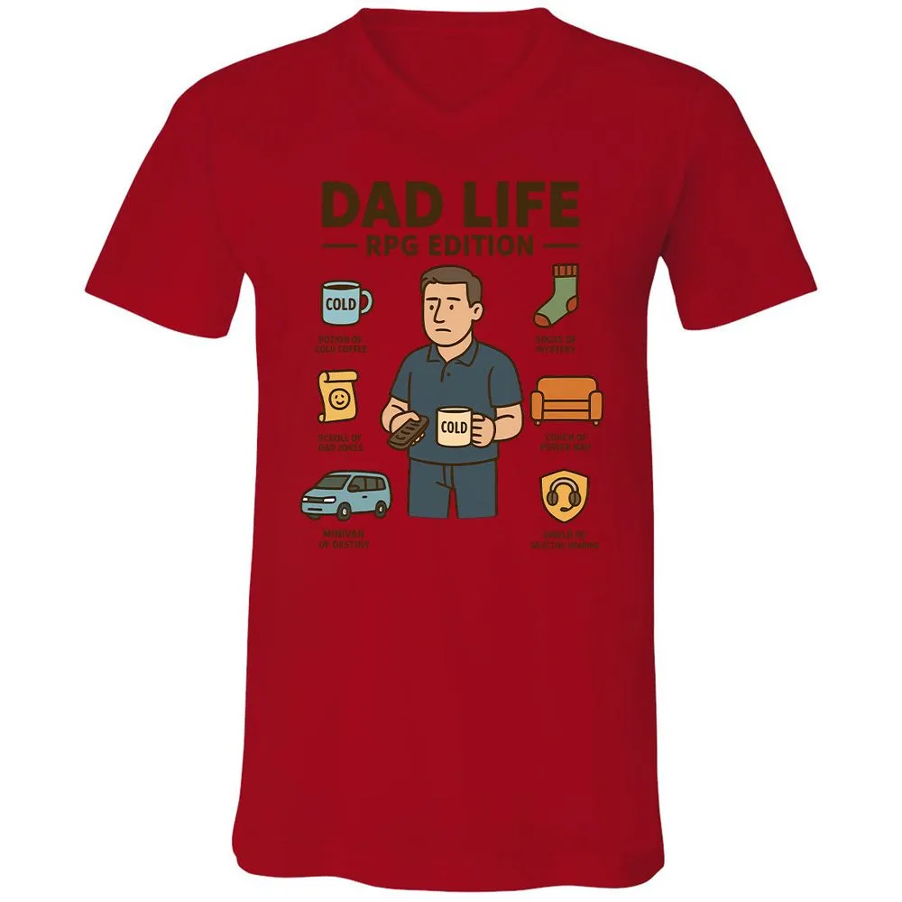 Dad Life RPG Edition Unisex V-Neck T-Shirt - Red - 3