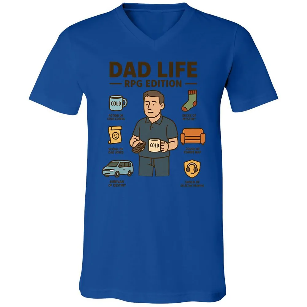 Dad Life RPG Edition Unisex V-Neck T-Shirt - True Royal - 4