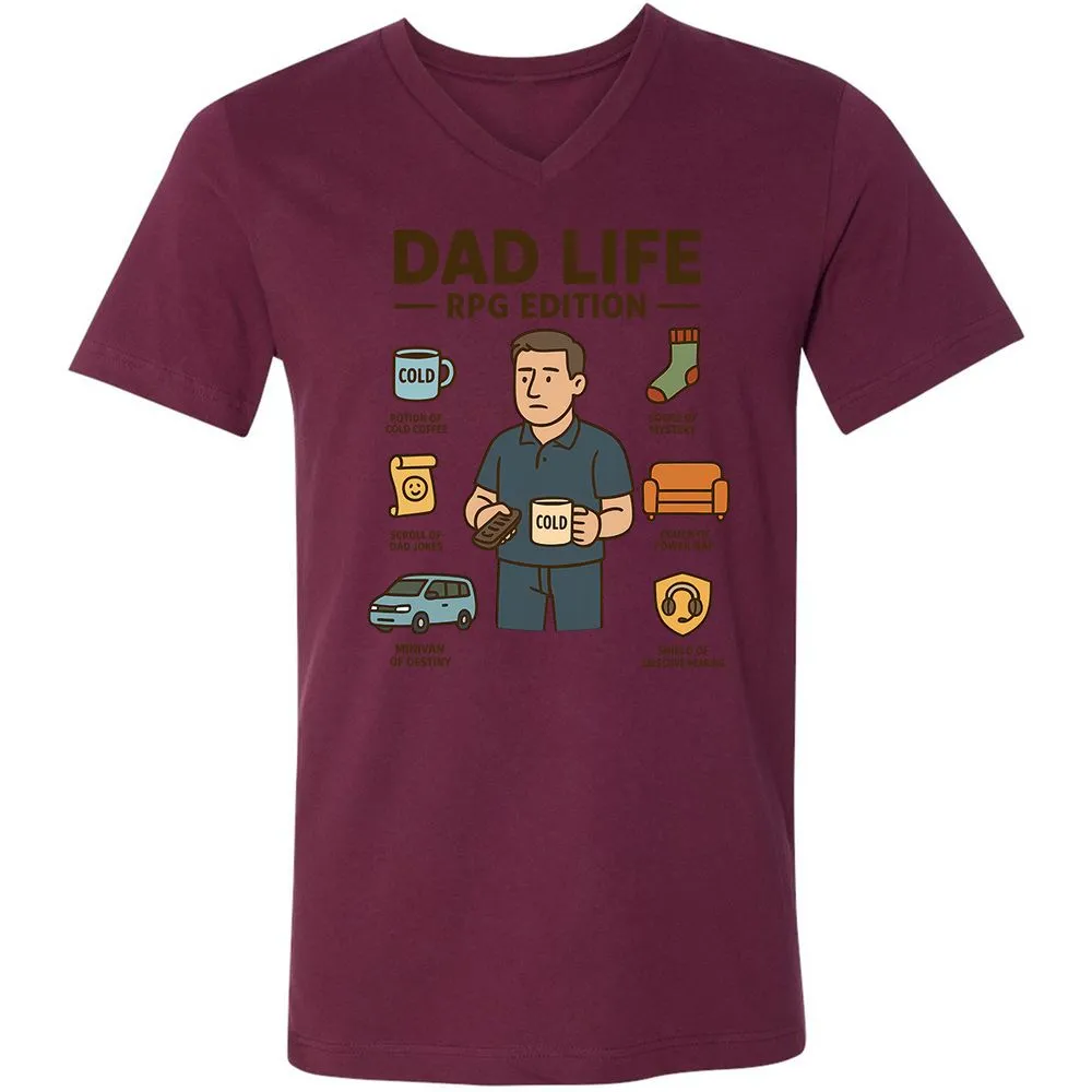 Dad Life RPG Edition Unisex V-Neck T-Shirt - Maroon - 6