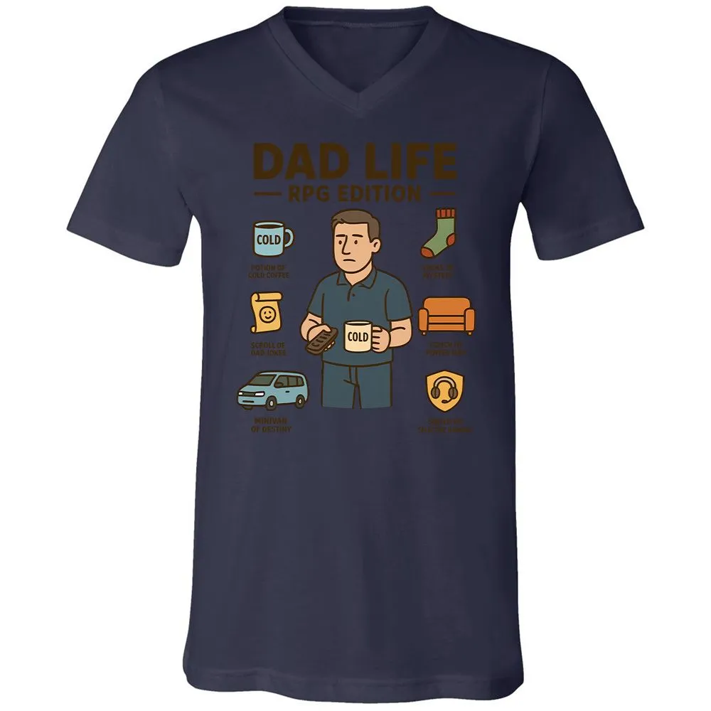 Dad Life RPG Edition Unisex V-Neck T-Shirt - Navy - 9