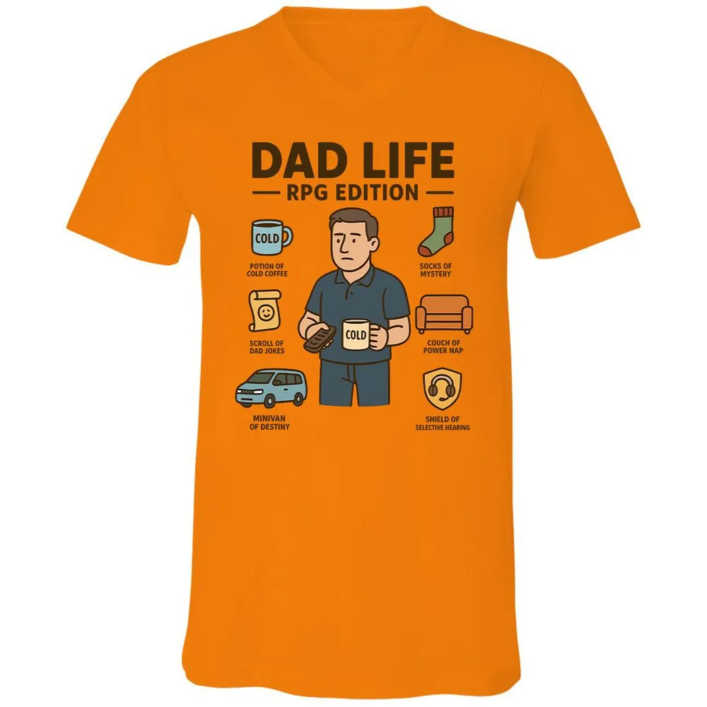 Dad Life RPG Edition Unisex V-Neck T-Shirt - Orange - 11