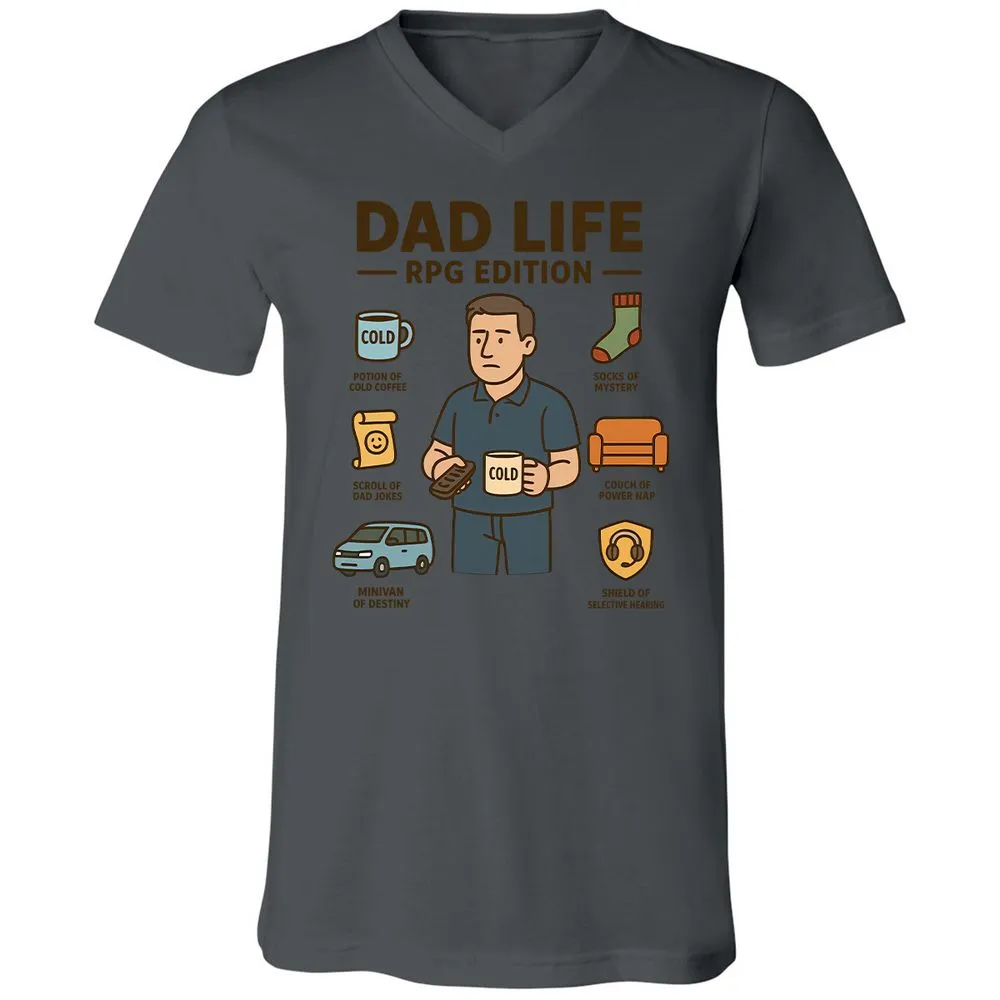 Dad Life RPG Edition Unisex V-Neck T-Shirt - Asphalt - 12