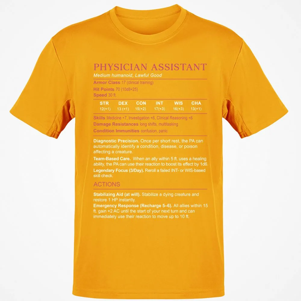 PHYSICIAN ASSISTANT Stats Classic Unisex T-Shirt - Gold - 4