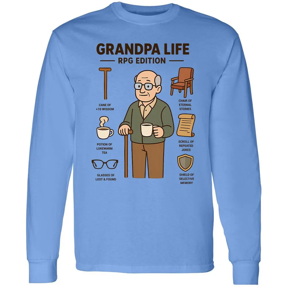Grandpa Life RPG Edition Long Sleeve T-Shirt - Carolina Blue - 2
