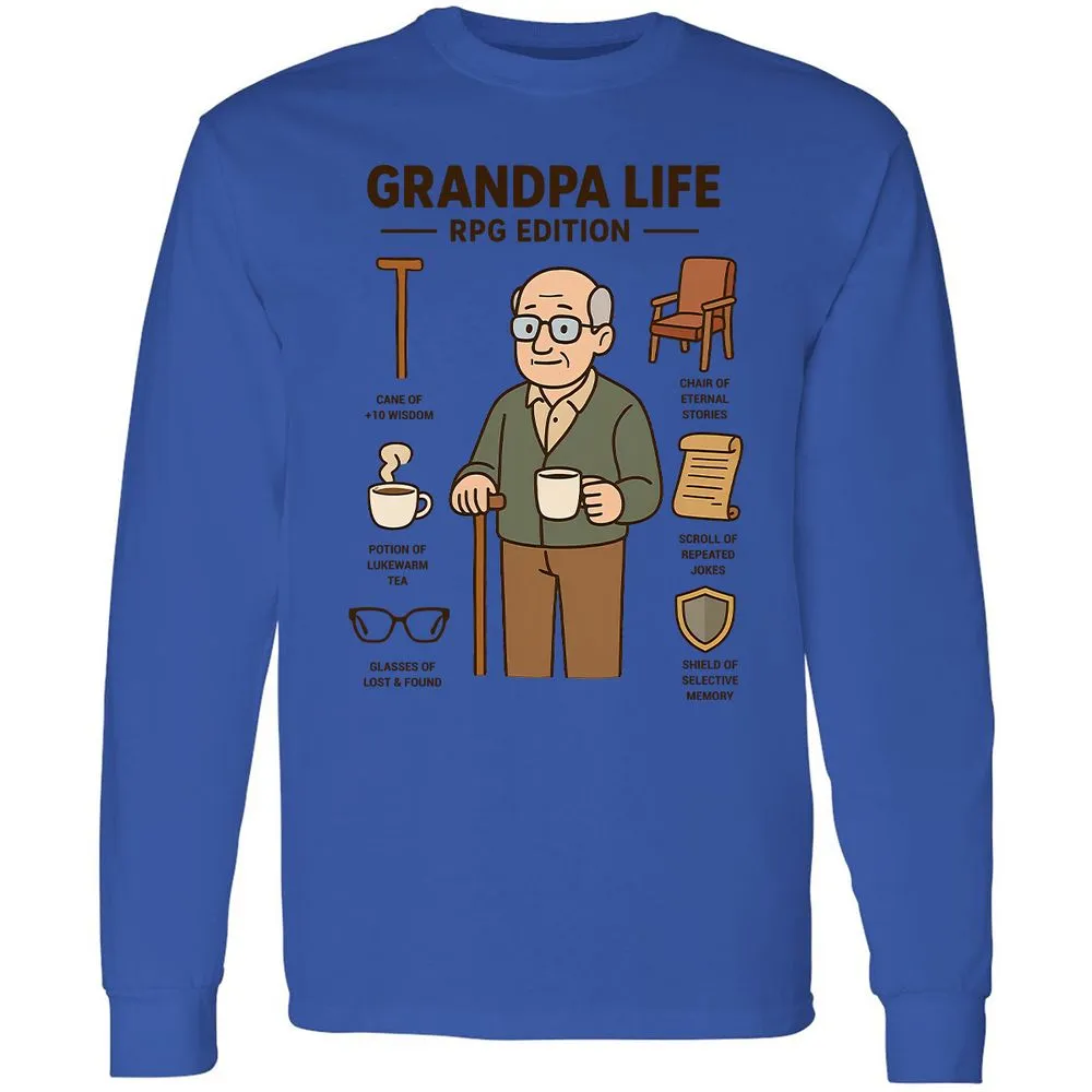 Grandpa Life RPG Edition Long Sleeve T-Shirt - Royal - 4