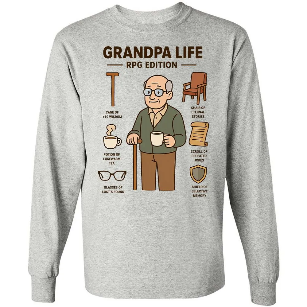 Grandpa Life RPG Edition Long Sleeve T-Shirt - Ash - 5