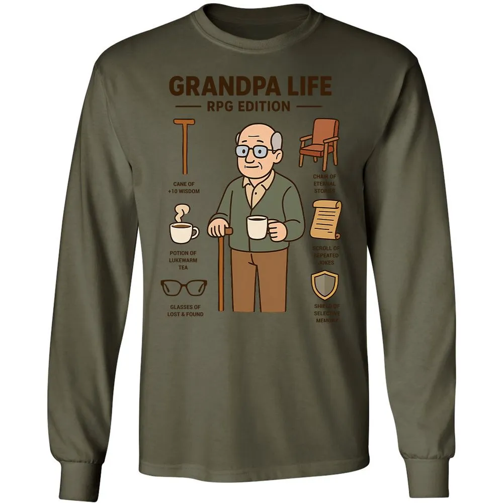 Grandpa Life RPG Edition Long Sleeve T-Shirt - Military Green - 7