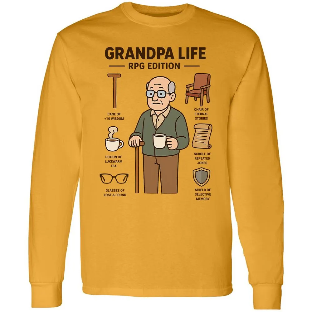 Grandpa Life RPG Edition Long Sleeve T-Shirt - Gold - 9