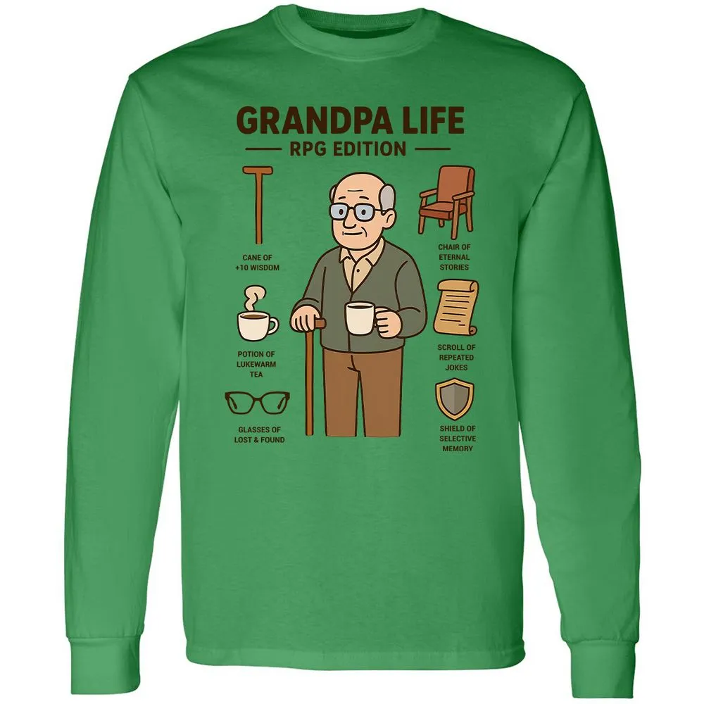 Grandpa Life RPG Edition Long Sleeve T-Shirt - Irish Green - 10