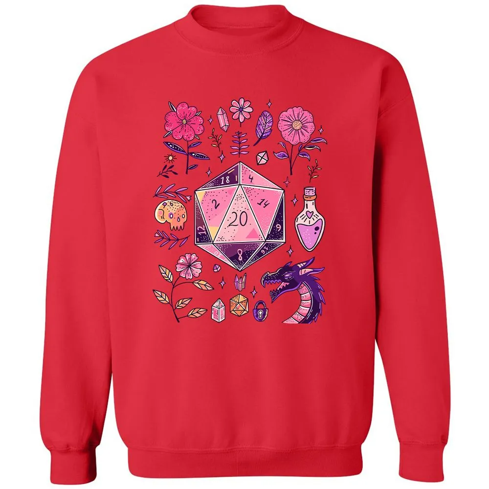 Mystic D20 Floral Dice Art - Red - 5