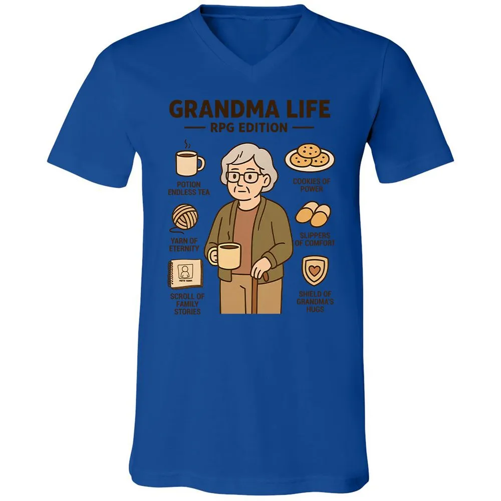 Grandma Life RPG Edition Unisex V-Neck T-Shirt - True Royal - 4