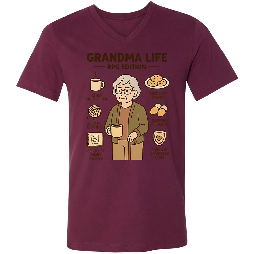 Grandma Life RPG Edition Unisex V-Neck T-Shirt - Maroon - 6