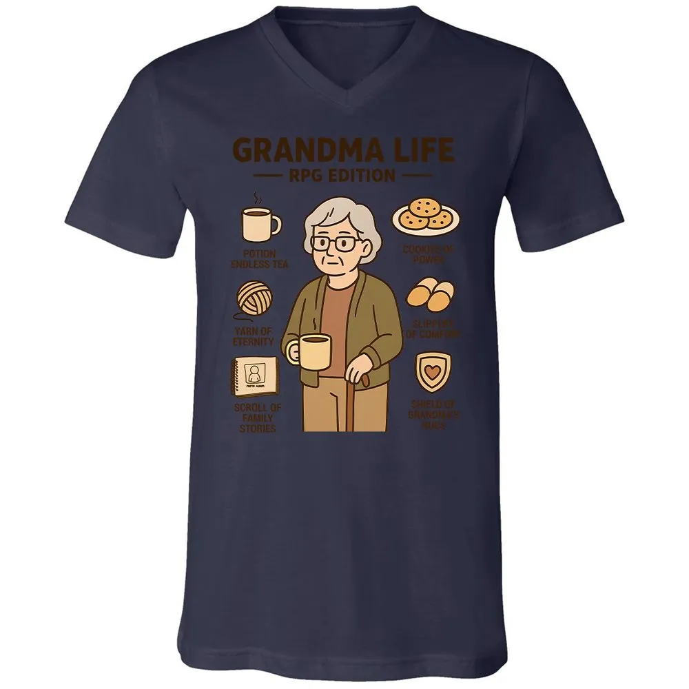 Grandma Life RPG Edition Unisex V-Neck T-Shirt - Navy - 9