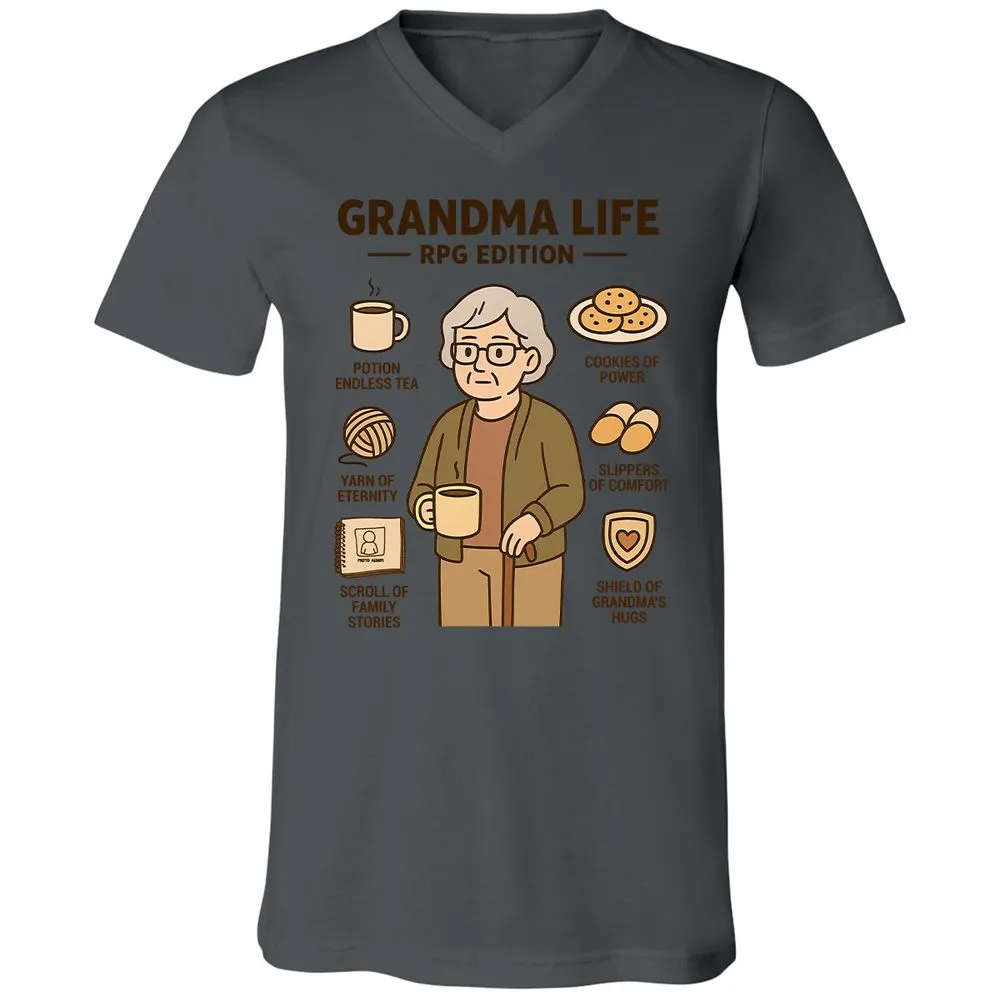 Grandma Life RPG Edition Unisex V-Neck T-Shirt - Asphalt - 12