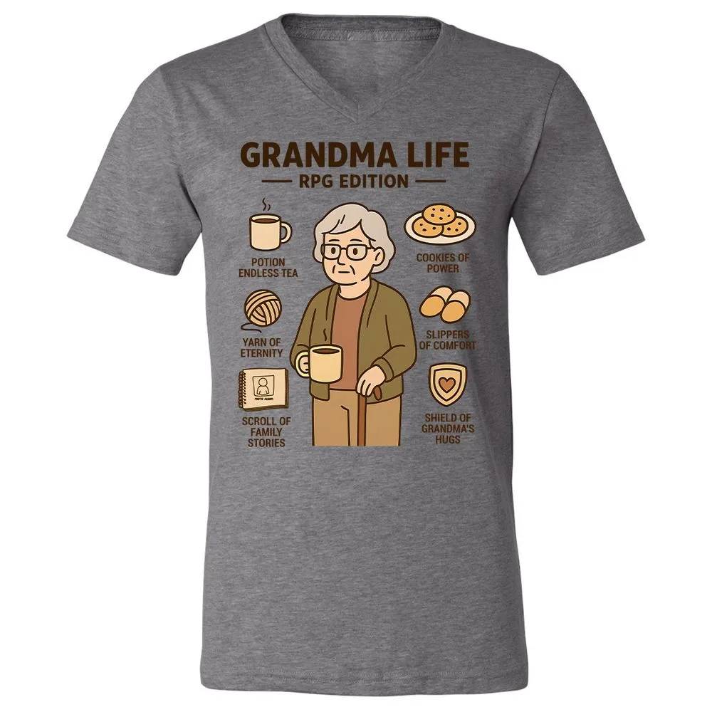Grandma Life RPG Edition Unisex V-Neck T-Shirt - Deep Heather - 13