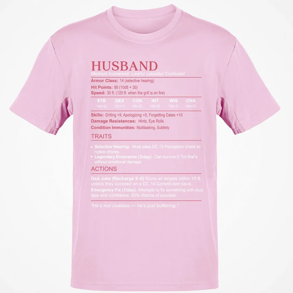 Husband Stats Classic Unisex T-Shirt - Light Pink - 5