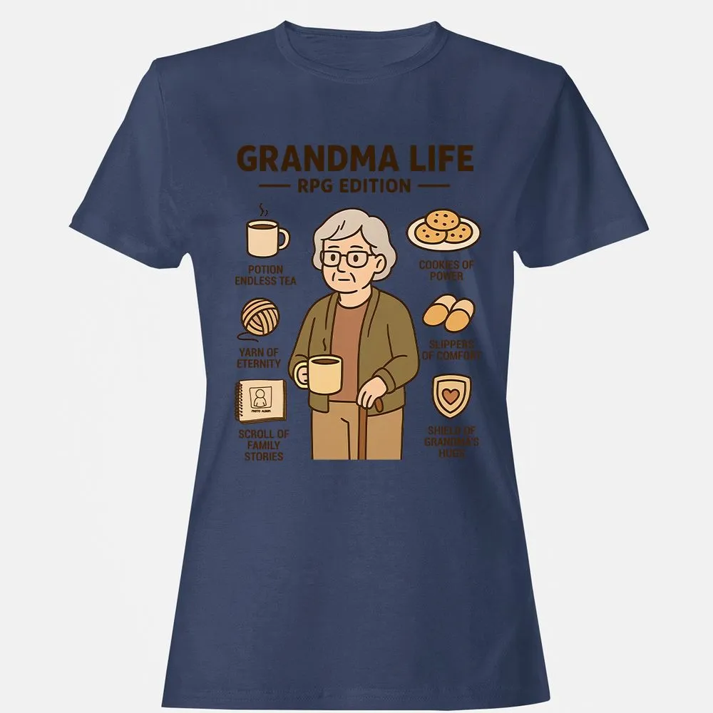 Grandma Life RPG Edition Women's T-Shirt - Navy - 10