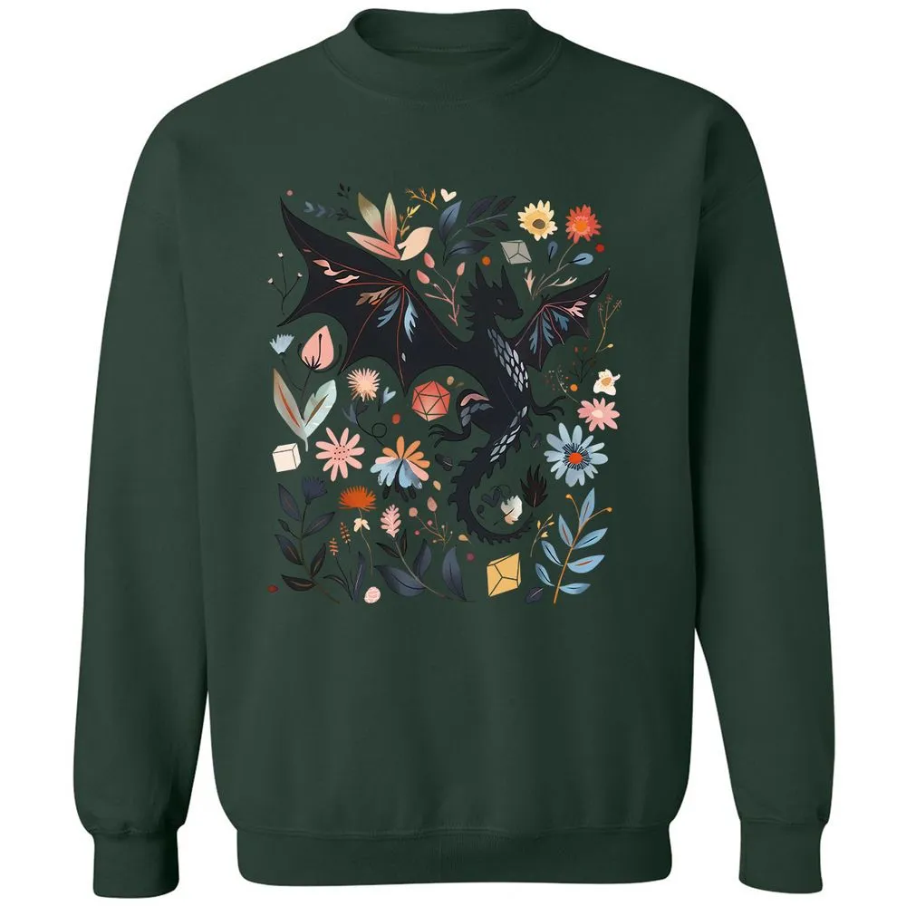 Floral DnD Dragon - Forest Green - 4