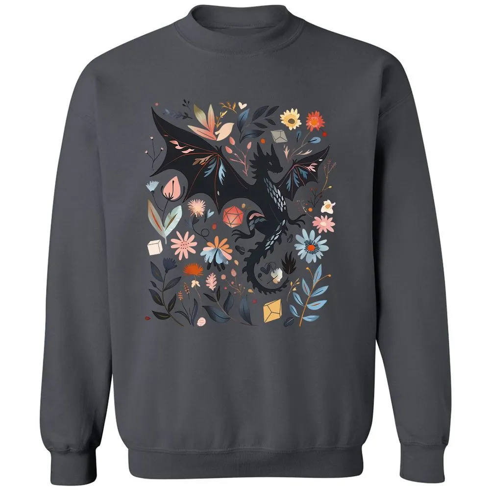 Floral DnD Dragon - Charcoal - 7