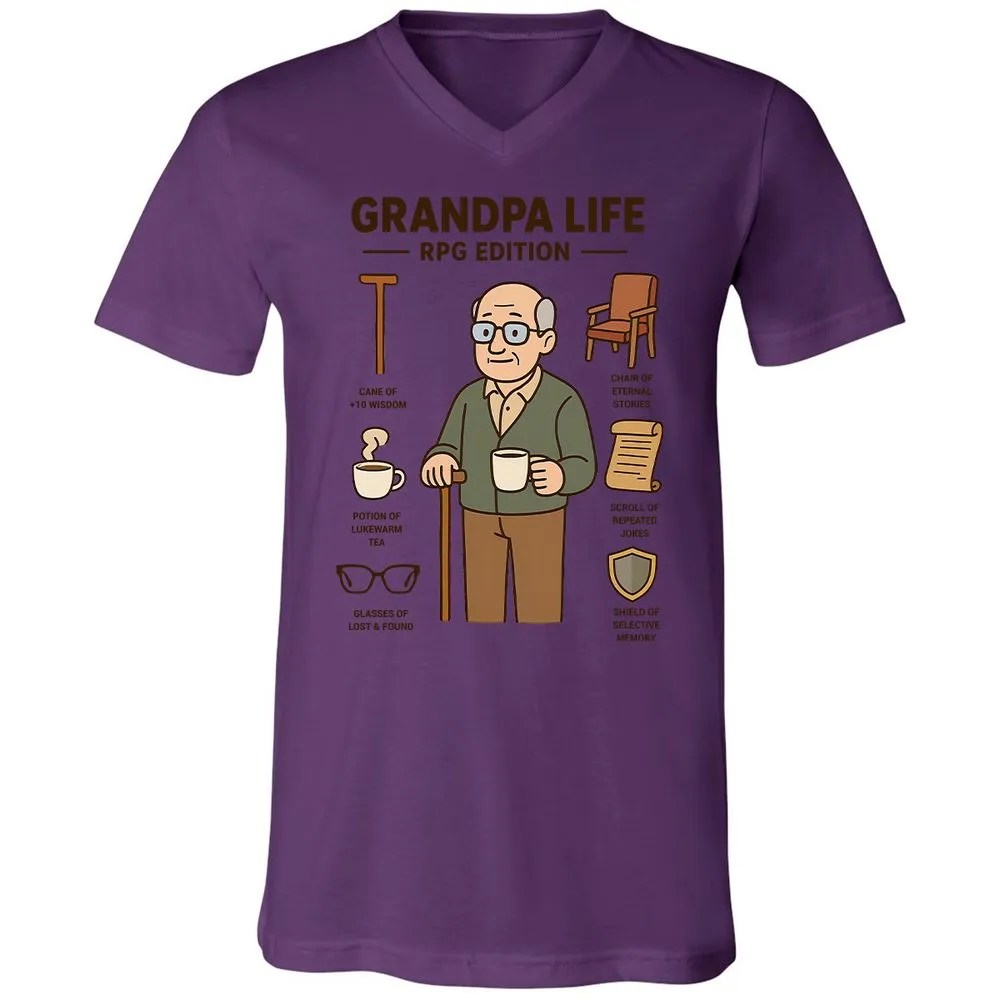Grandpa Life RPG Edition Unisex V-Neck T-Shirt - Team Purple - 2
