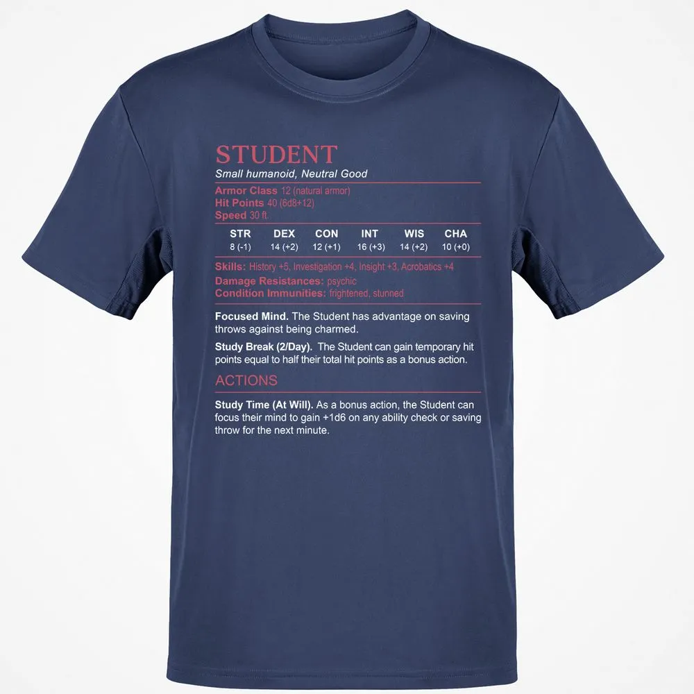 Student Stats Classic Unisex T-Shirt - Navy - 7