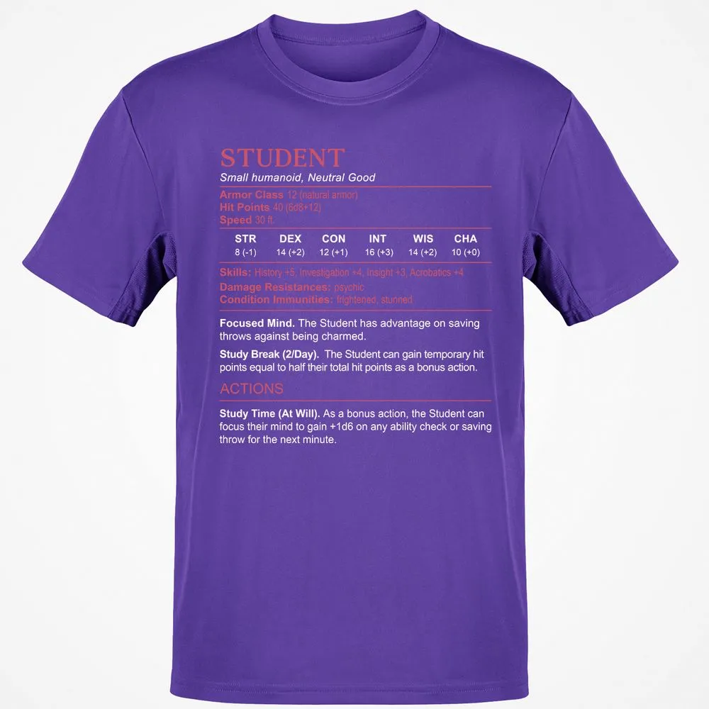 Student Stats Classic Unisex T-Shirt - Purple - 9