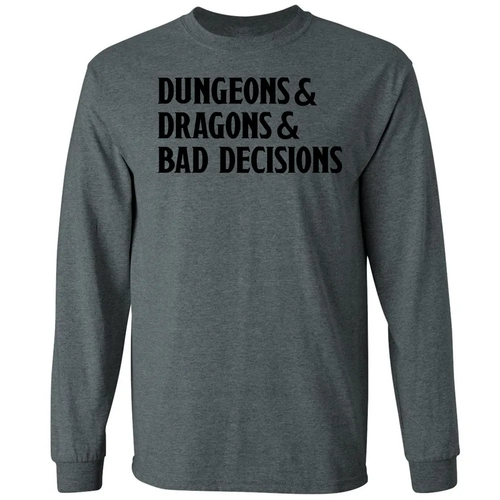 Bad Decisions Long Sleeve T-Shirt - Dark Heather - 15