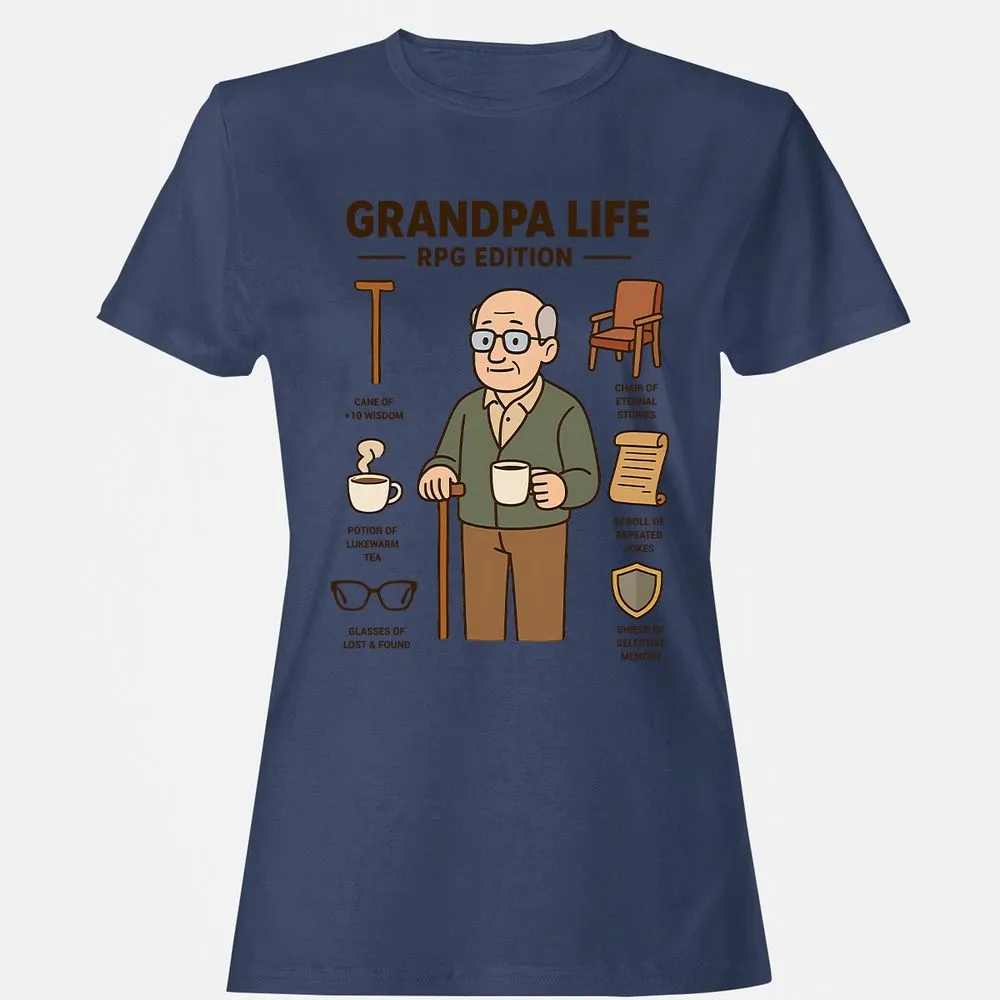 Grandpa Life RPG Edition Women's T-Shirt - Navy - 10