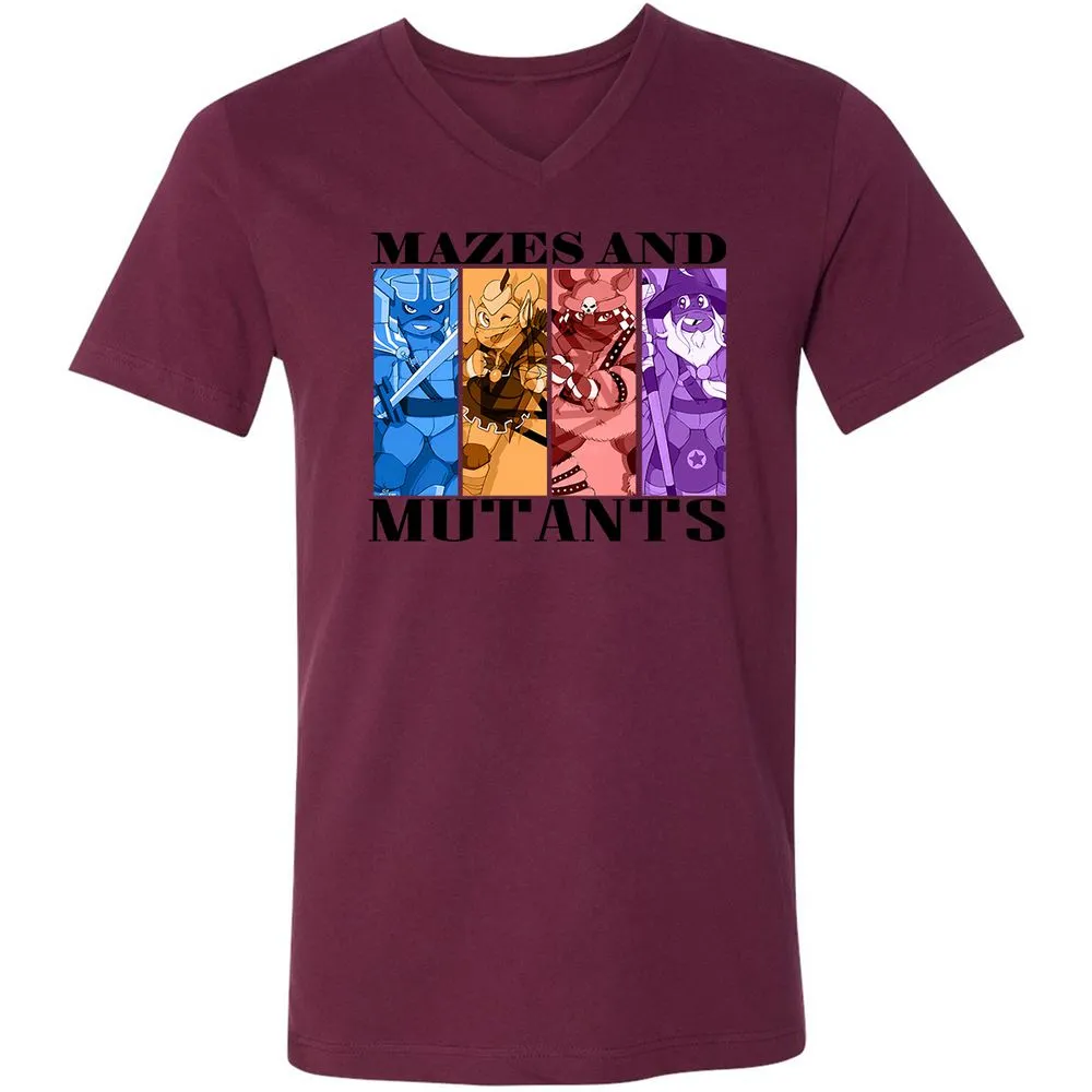 Mazes & Mutants Unisex V-Neck T-Shirt - Maroon - 6