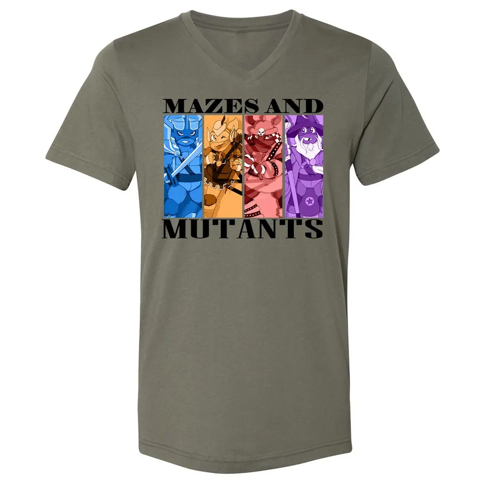 Mazes & Mutants Unisex V-Neck T-Shirt - Military Green - 10