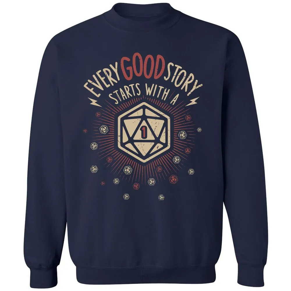 Good Story Starts With A 1 Classic Unisex Sweatshirt - Navy - 2