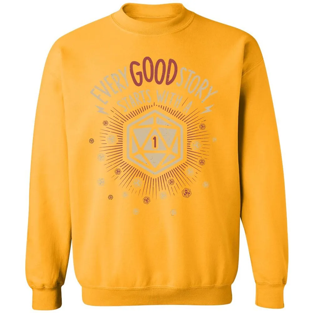 Good Story Starts With A 1 Classic Unisex Sweatshirt - Gold - 11