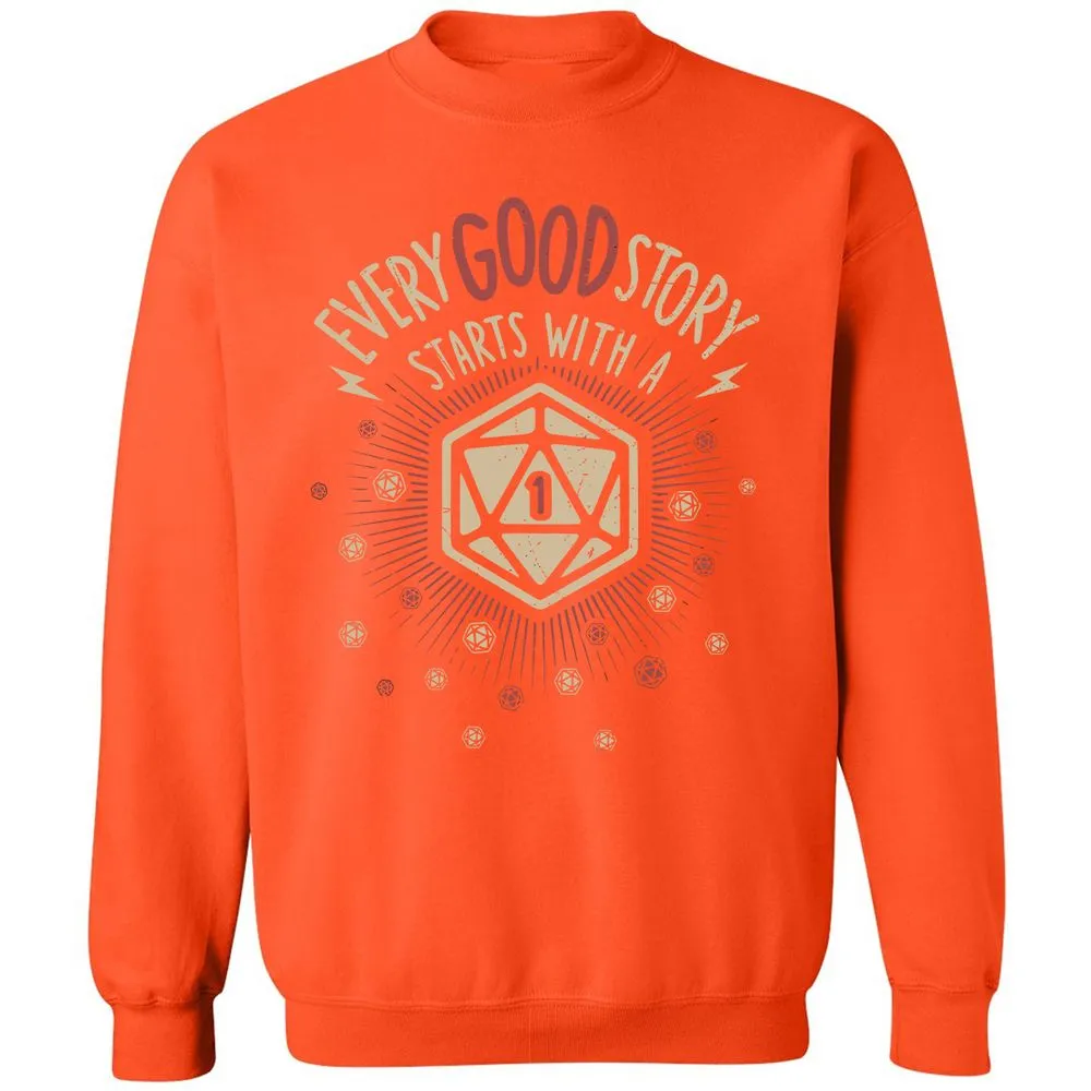 Good Story Starts With A 1 Classic Unisex Sweatshirt - Orange - 10
