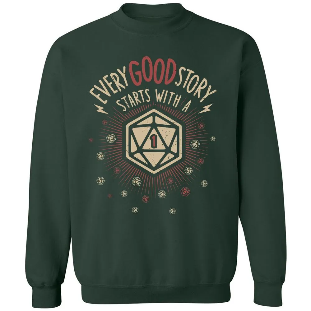Good Story Starts With A 1 Classic Unisex Sweatshirt - Forest Green - 4