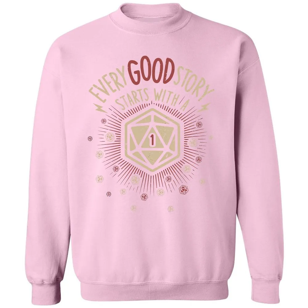 Good Story Starts With A 1 Classic Unisex Sweatshirt - Light Pink - 3