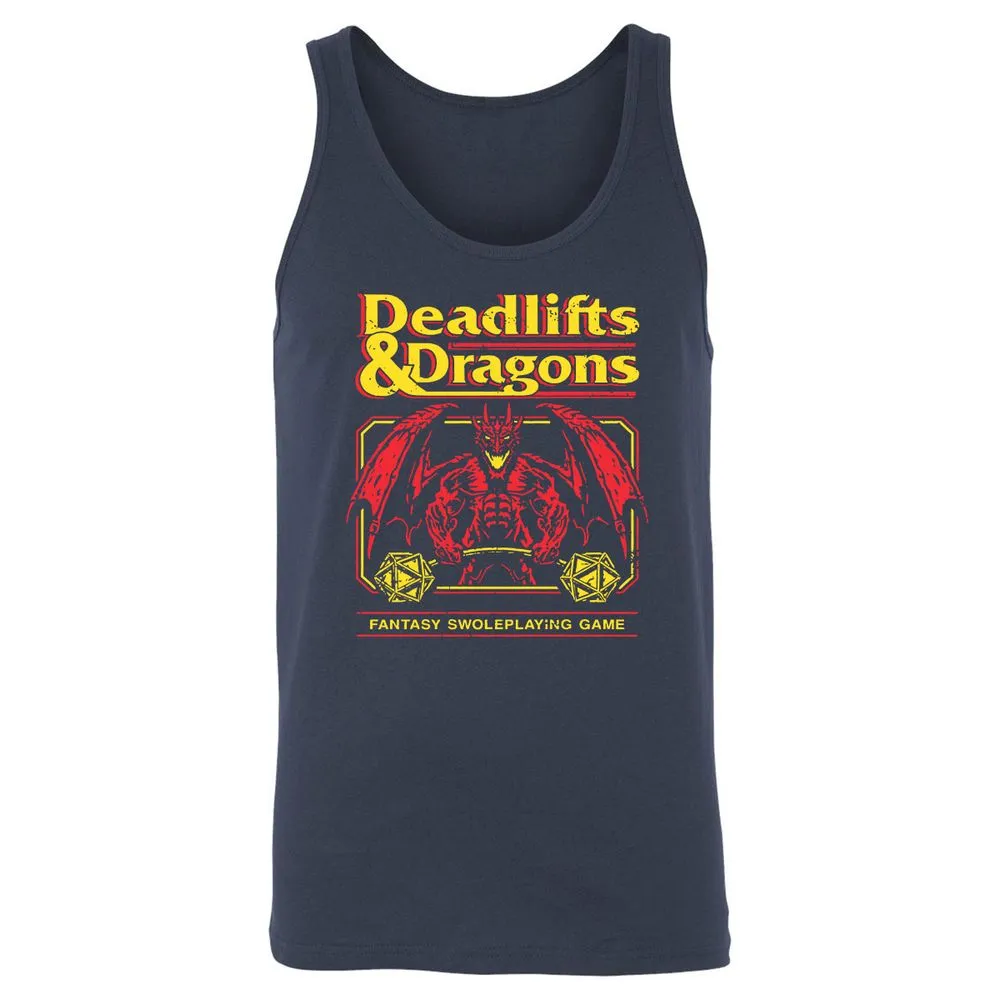 Deadlifts And Dragons Unisex Jersey Tank - Navy - 2