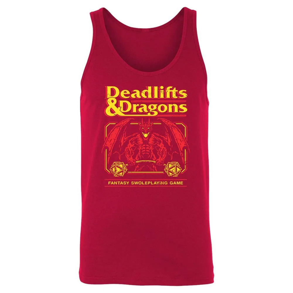 Deadlifts And Dragons Unisex Jersey Tank - Red - 11