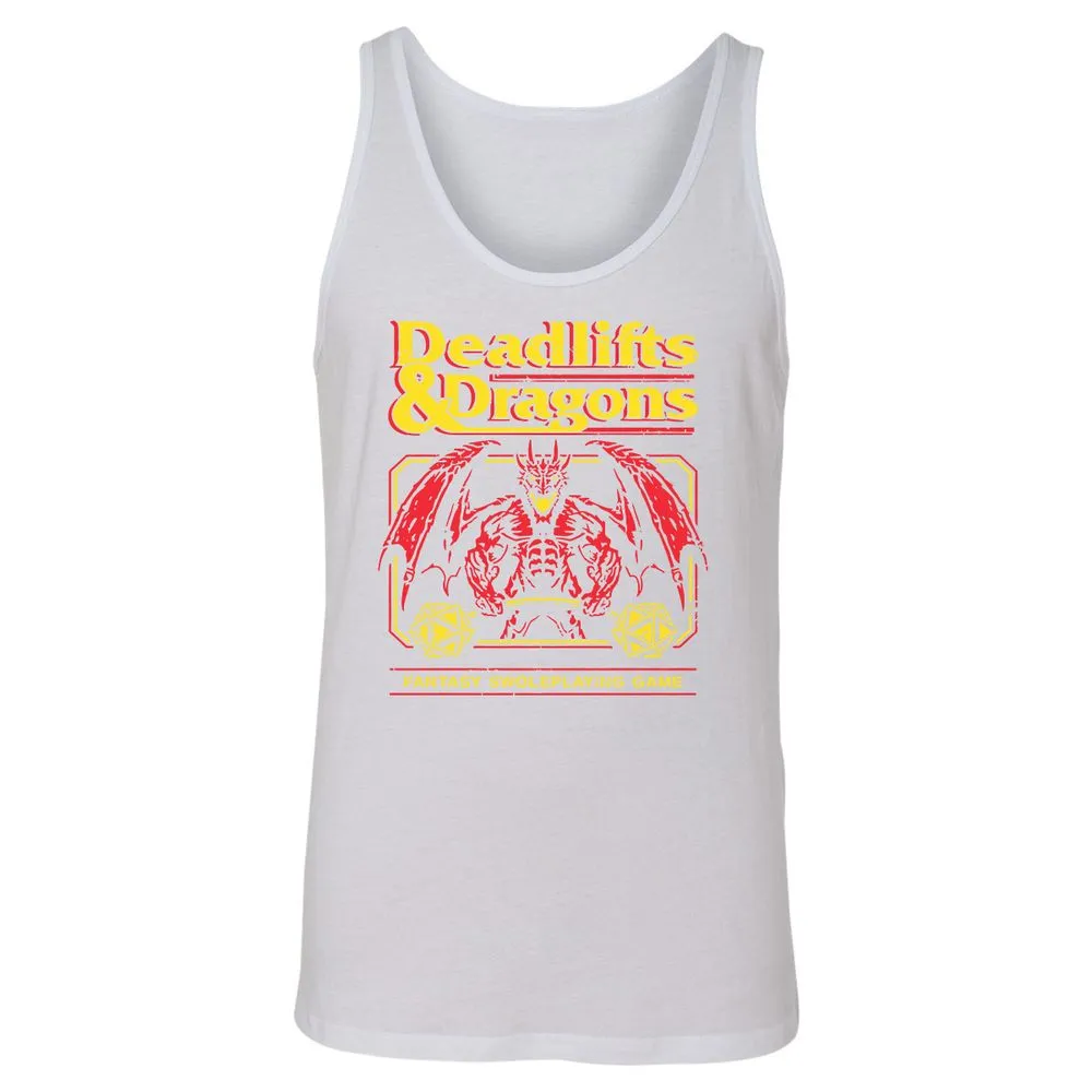 Deadlifts And Dragons Unisex Jersey Tank - White - 14